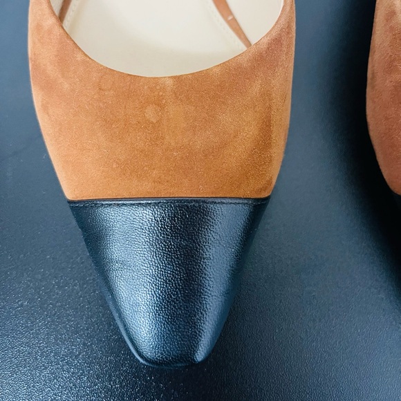 Veronica Beard Tan and Black Leather Mules,size 7.5 - Picture 3 of 7